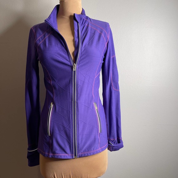 Athleisure Purple Jacket Size Medium Stretchy Nylon Spandex - Picture 1 of 13